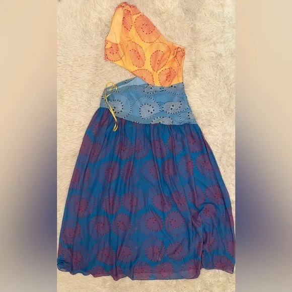 NWOT Staud Ashlyn one shoulder Maxi Dress Blue Size 16 - Picture 5 of 6